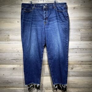Old Navy High Rise OG Straight Blue Jean Size 22 W44 L27 Crop Raw Hem Button Fly